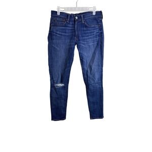 Ralph‎ Lauren Skinny Jeans Distressed Dark Blue Denim Jeans Women's Size 28
